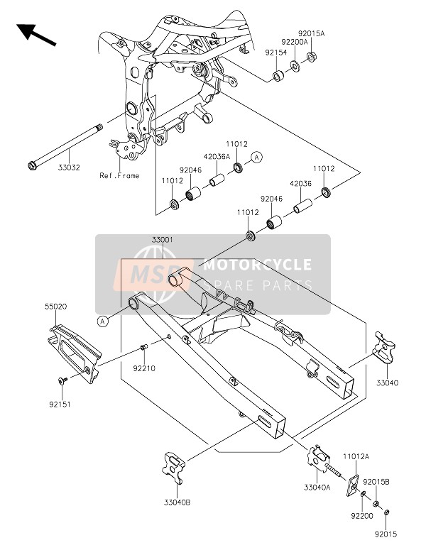 Kawasaki NINJA 250SL ABS 2016 Brazo oscilante para un 2016 Kawasaki NINJA 250SL ABS