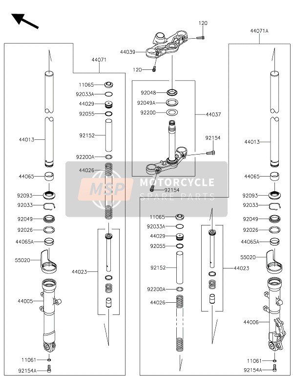 Kawasaki NINJA 250SL ABS 2016 Voorvork voor een 2016 Kawasaki NINJA 250SL ABS