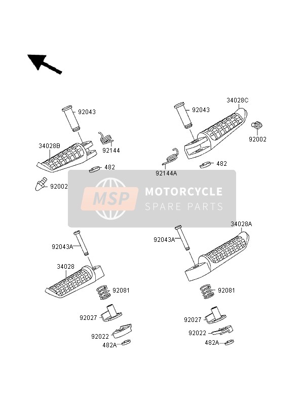 Kawasaki ZEPHYR 750 1995 Footrests for a 1995 Kawasaki ZEPHYR 750