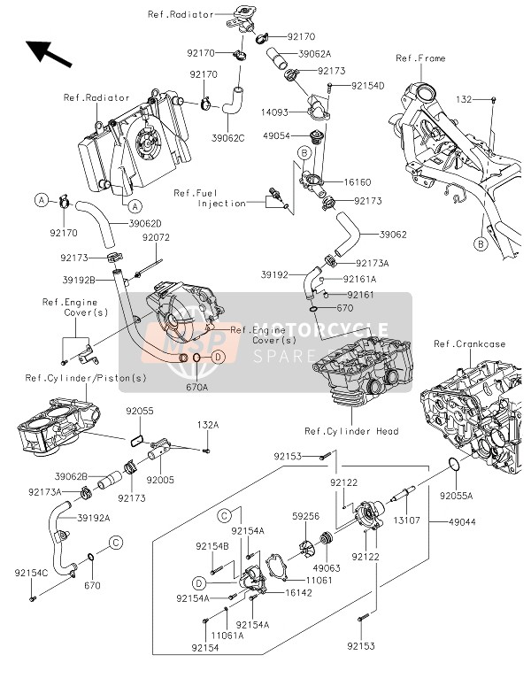 390620691, HOSE-COOLING,Thermo.-HEAD, Kawasaki, 1