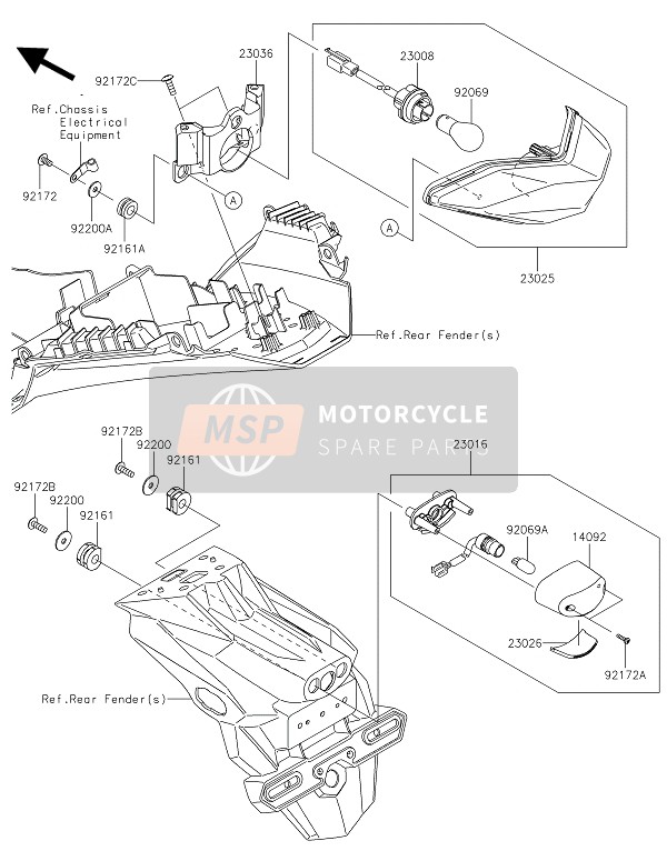 Kawasaki NINJA 300 2016 RÜCKLICHT(ER) für ein 2016 Kawasaki NINJA 300