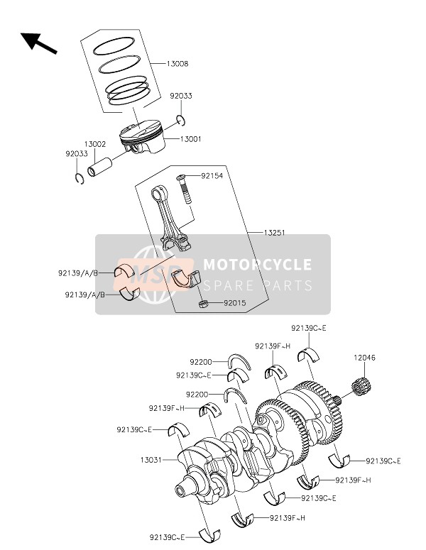 130020043, PIN-PISTON, Kawasaki, 0