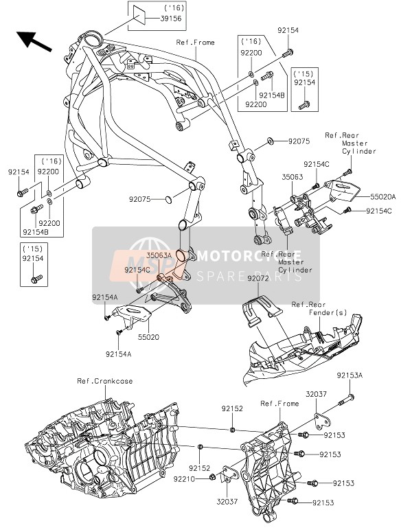 Kawasaki NINJA H2 2016 Frame Fittings for a 2016 Kawasaki NINJA H2