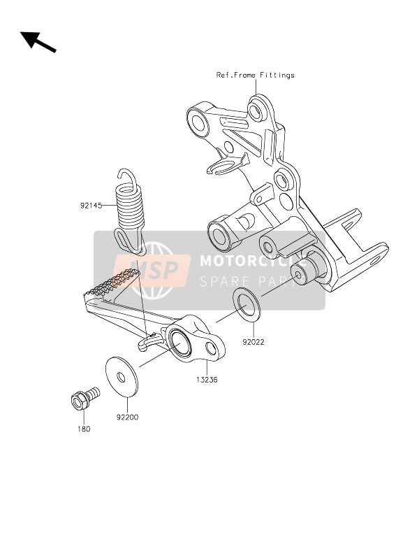 Kawasaki NINJA H2 2016 Pédale de frein pour un 2016 Kawasaki NINJA H2