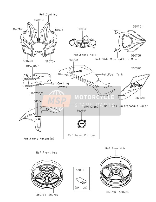 Kawasaki NINJA H2 2016 Decals for a 2016 Kawasaki NINJA H2