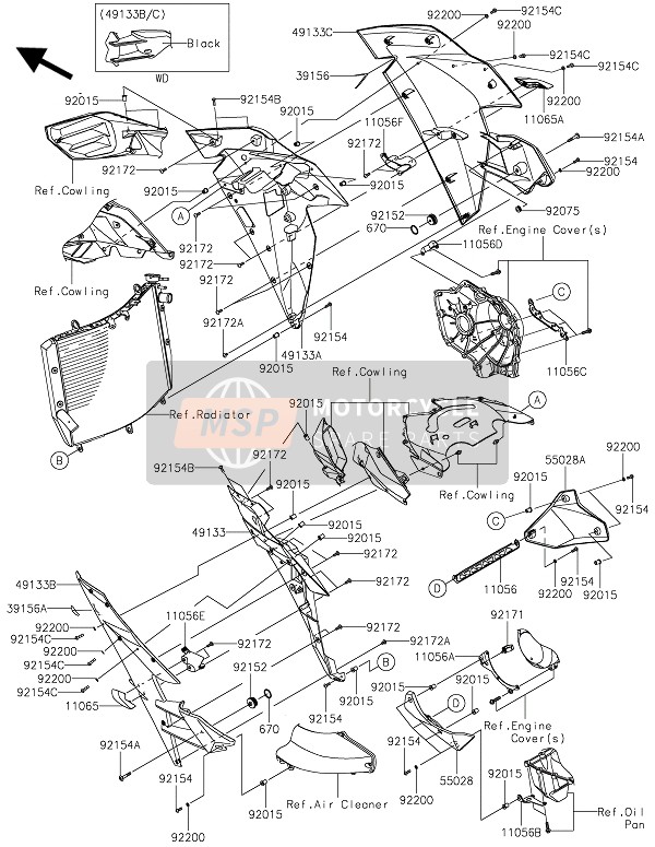 550280541739, Cowling,Lwr,Rh,M.F.S.Black, Kawasaki, 0