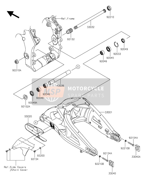 330320048, SHAFT-SWING Arm, Kawasaki, 0