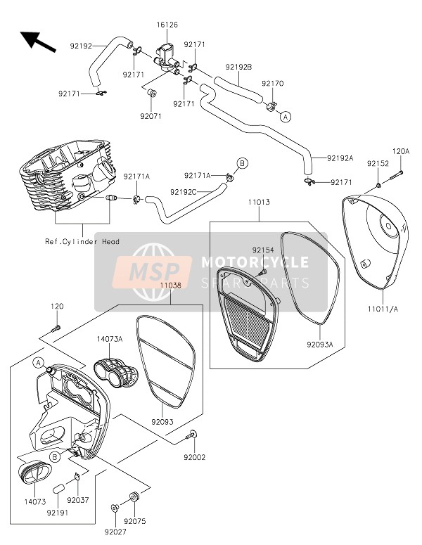 Kawasaki VULCAN 900 CLASSIC 2016 Filtro dell'aria per un 2016 Kawasaki VULCAN 900 CLASSIC