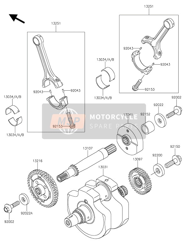 Kawasaki VULCAN 900 CLASSIC 2016 Crankshaft for a 2016 Kawasaki VULCAN 900 CLASSIC