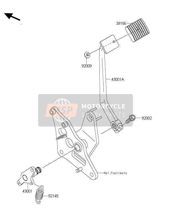 Kawasaki VULCAN 900 CUSTOM 2016 Pedal de freno para un 2016 Kawasaki VULCAN 900 CUSTOM