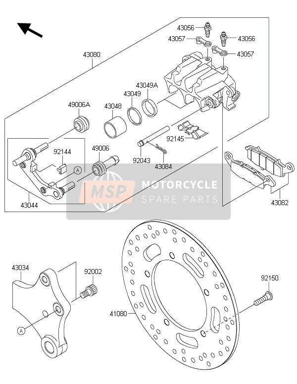 Kawasaki VULCAN 900 CUSTOM 2016 Freno posteriore per un 2016 Kawasaki VULCAN 900 CUSTOM