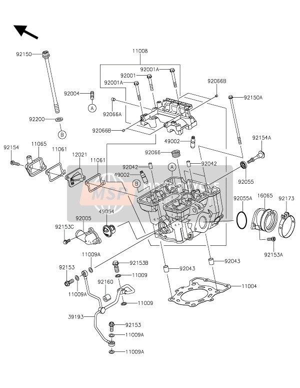 Kawasaki Z250SL 2016 Cylinder Head for a 2016 Kawasaki Z250SL