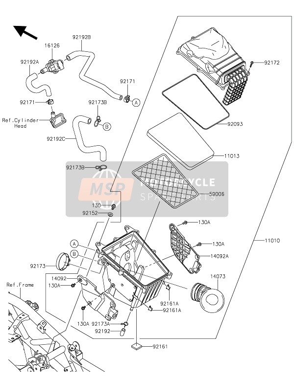 Kawasaki Z250SL 2016 Filtro dell'aria per un 2016 Kawasaki Z250SL