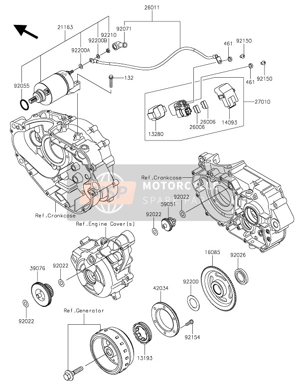 Kawasaki Z250SL 2016 Motorino di avviamento per un 2016 Kawasaki Z250SL