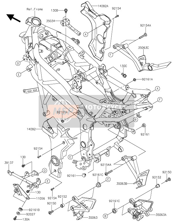 Kawasaki Z250SL 2016 Frame Fittings for a 2016 Kawasaki Z250SL