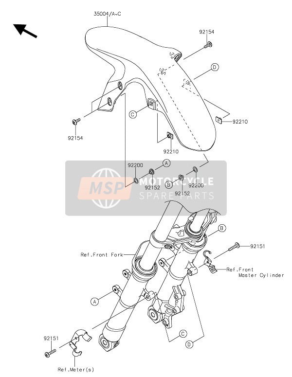 35004033117L, Voorspatbord, Kawasaki, 0