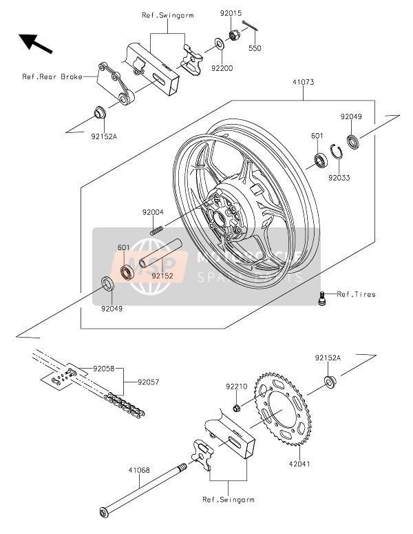 Kawasaki Z250SL 2016 Rear Hub for a 2016 Kawasaki Z250SL