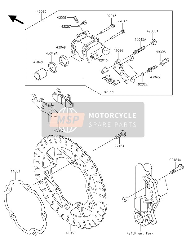 Kawasaki Z250SL 2016 Freno anteriore per un 2016 Kawasaki Z250SL