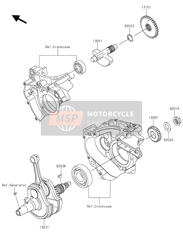 Kawasaki Z250SL ABS 2016 Cigüeñal para un 2016 Kawasaki Z250SL ABS