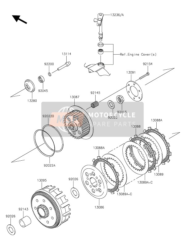 Kawasaki Z250SL ABS 2016 Koppeling voor een 2016 Kawasaki Z250SL ABS