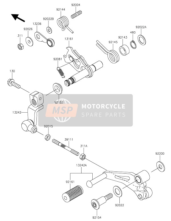 Kawasaki Z250SL ABS 2016 Mécanisme de changement de vitesse pour un 2016 Kawasaki Z250SL ABS