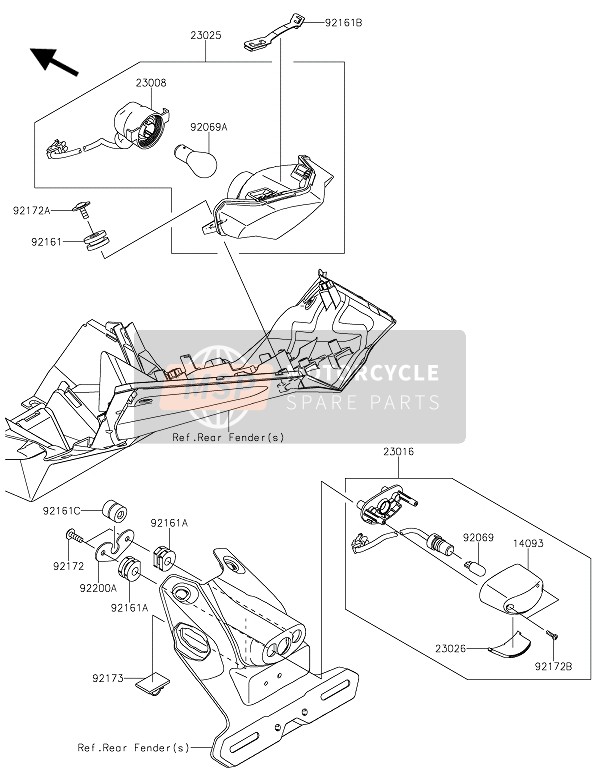 Kawasaki Z250SL ABS 2016 Luz De La Cola(S) para un 2016 Kawasaki Z250SL ABS