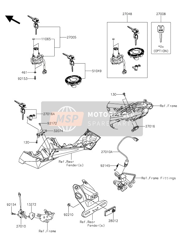 Kawasaki Z250SL ABS 2016 ZÜNDSCHALTER für ein 2016 Kawasaki Z250SL ABS