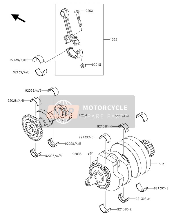 Kawasaki Z300 2016 Cigüeñal para un 2016 Kawasaki Z300