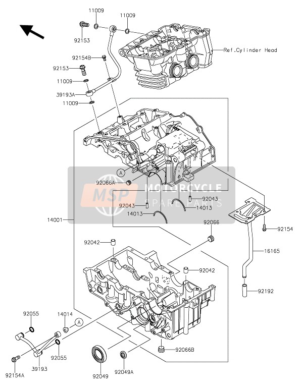 Kawasaki Z300 2016 Carter voor een 2016 Kawasaki Z300