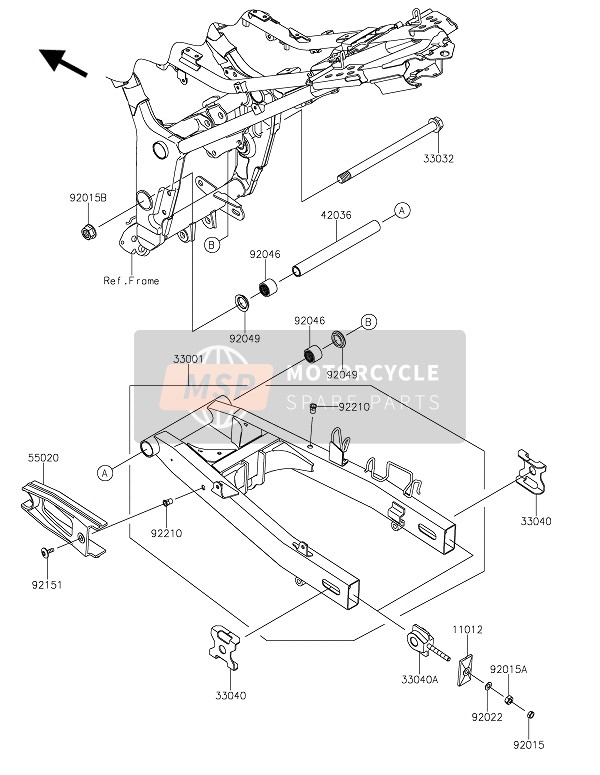 Kawasaki Z300 2016 Brazo oscilante para un 2016 Kawasaki Z300