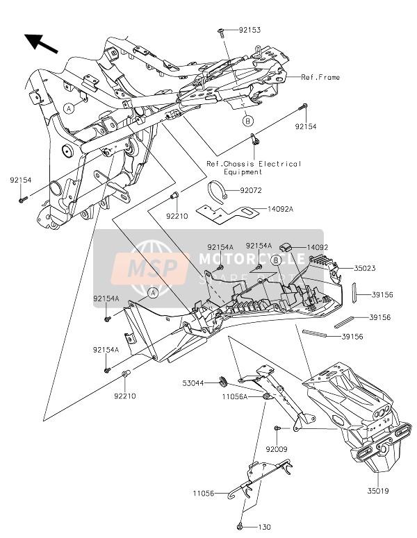 Kawasaki Z300 2016 Guardabarros trasero(S) para un 2016 Kawasaki Z300