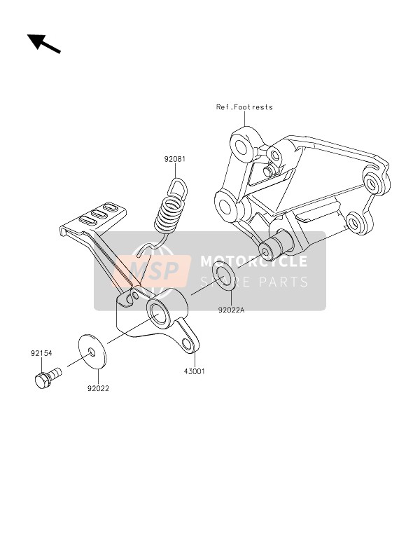 Kawasaki Z300 2016 Pédale de frein pour un 2016 Kawasaki Z300