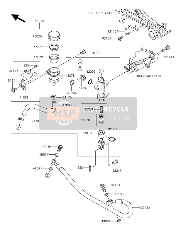 Kawasaki Z300 2016 Rear Master Cylinder for a 2016 Kawasaki Z300