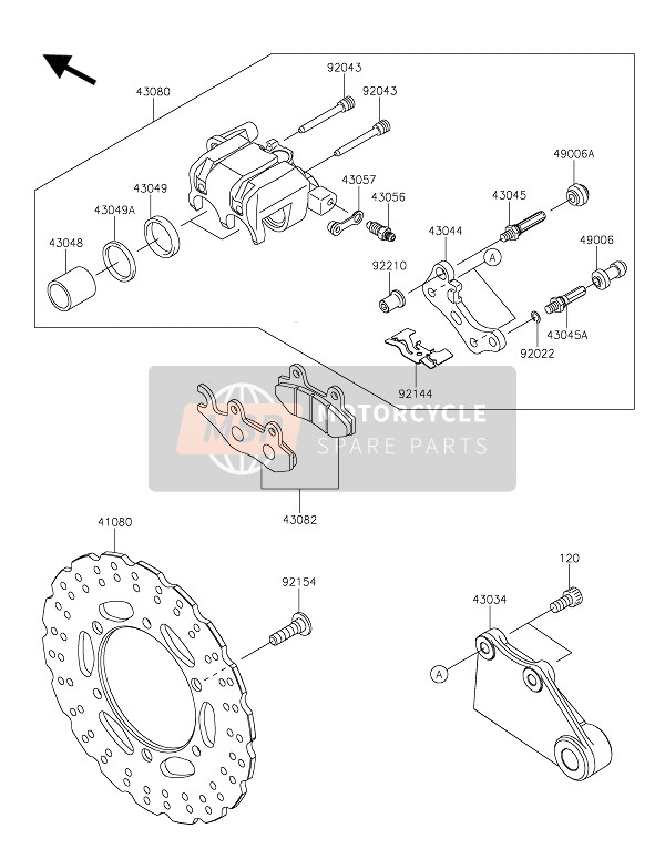 Kawasaki Z300 2016 Achterrem voor een 2016 Kawasaki Z300