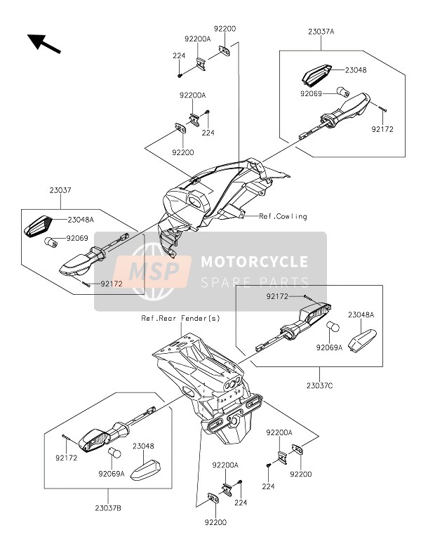 230370309, LAMP-ASSY-SIGNAL,Fr,Rh, Kawasaki, 0