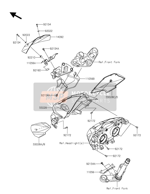 Kawasaki Z300 2016 Cowling for a 2016 Kawasaki Z300