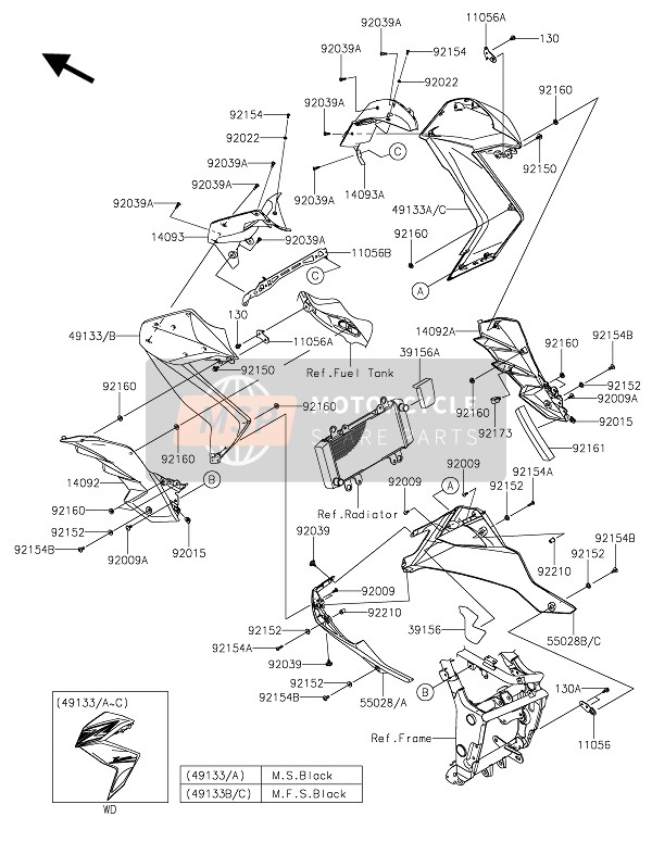 Kawasaki Z300 2016 Cowling Lowers for a 2016 Kawasaki Z300