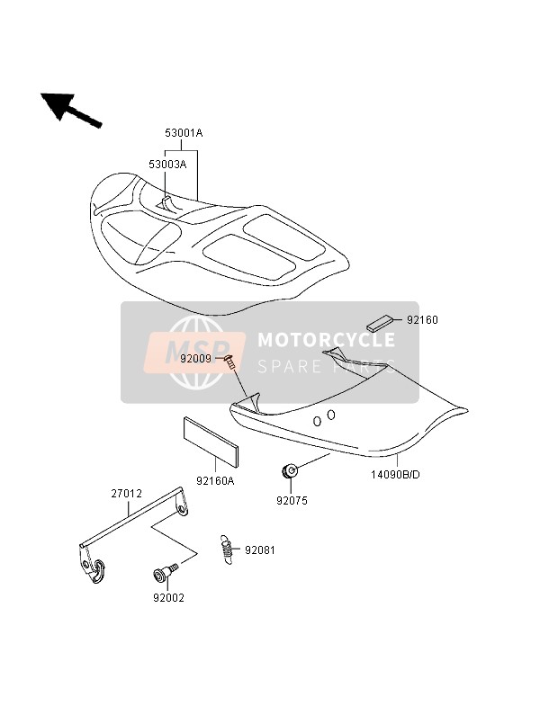 14090117520, Cover,Seat,P.P.Black Mica, Kawasaki, 0