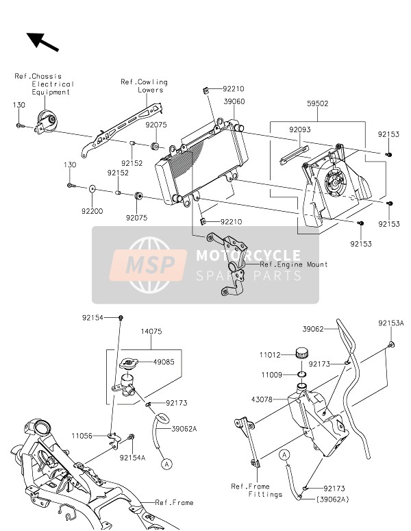 Kawasaki Z300 ABS 2016 Radiator for a 2016 Kawasaki Z300 ABS