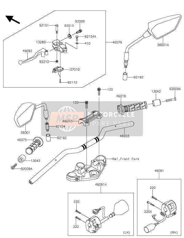 Kawasaki Z300 ABS 2016 Manubrio per un 2016 Kawasaki Z300 ABS