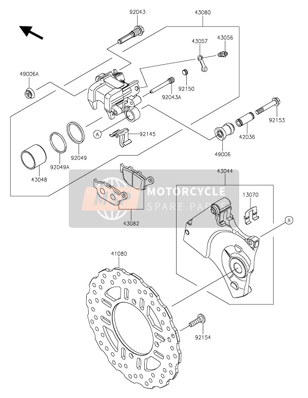 Kawasaki Z800 2016 BREMSE HINTEN für ein 2016 Kawasaki Z800