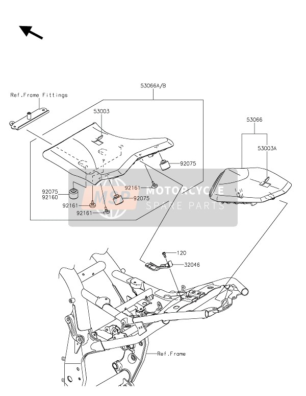 530660468MA, SEAT-ASSY,Fr,Black, Kawasaki, 0