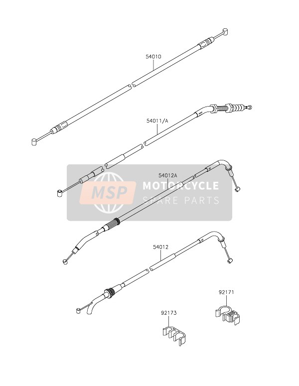 Kawasaki Z800 2016 Cables para un 2016 Kawasaki Z800