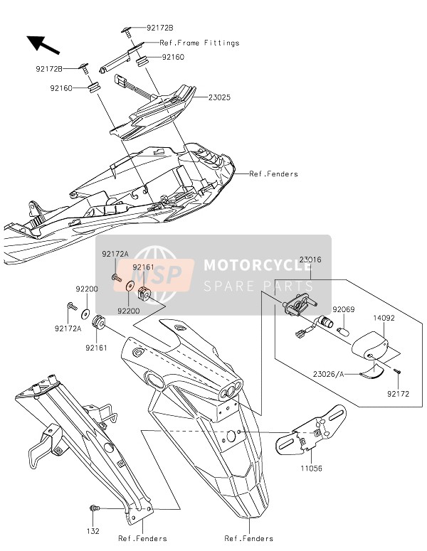 Kawasaki Z800 2016 Achterlicht(S) voor een 2016 Kawasaki Z800