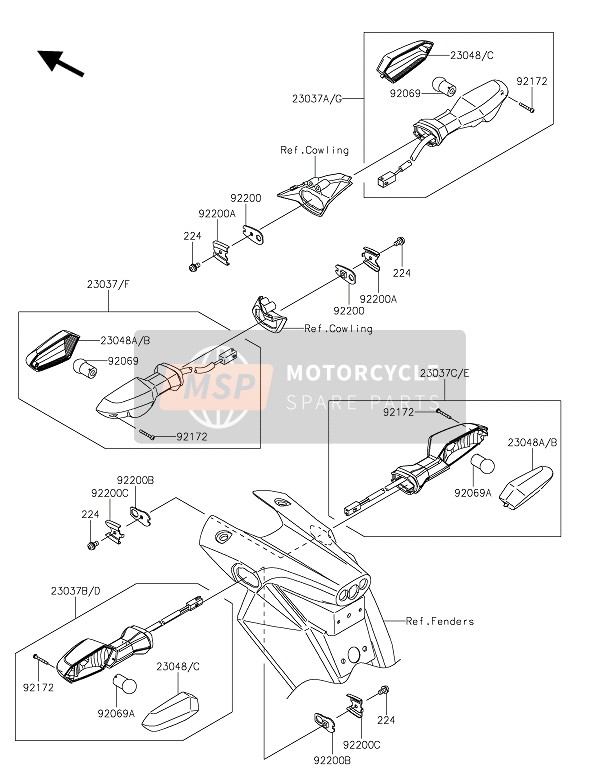 Kawasaki Z800 2016 BLINKER für ein 2016 Kawasaki Z800