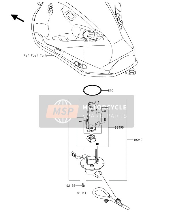 Kawasaki Z800 ABS 2016 Fuel Pump for a 2016 Kawasaki Z800 ABS