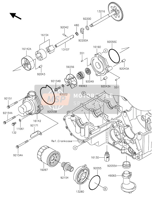 Kawasaki Z800 ABS 2016 Oliepomp voor een 2016 Kawasaki Z800 ABS