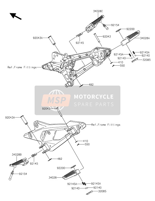 Kawasaki Z800 ABS 2016 Reposapiés para un 2016 Kawasaki Z800 ABS