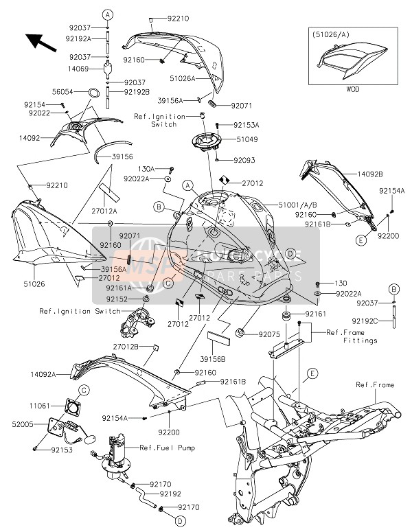 Kawasaki Z800 ABS 2016 Depósito de combustible para un 2016 Kawasaki Z800 ABS