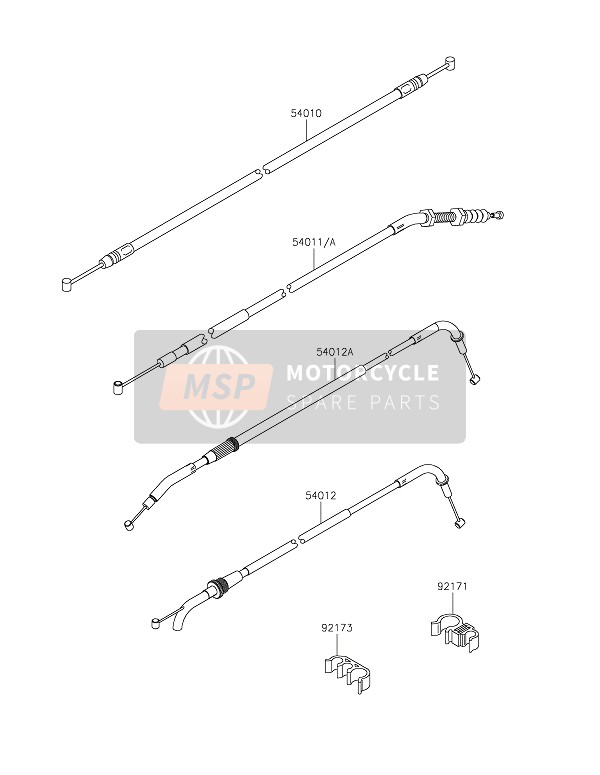 Kawasaki Z800 ABS 2016 Kabels voor een 2016 Kawasaki Z800 ABS